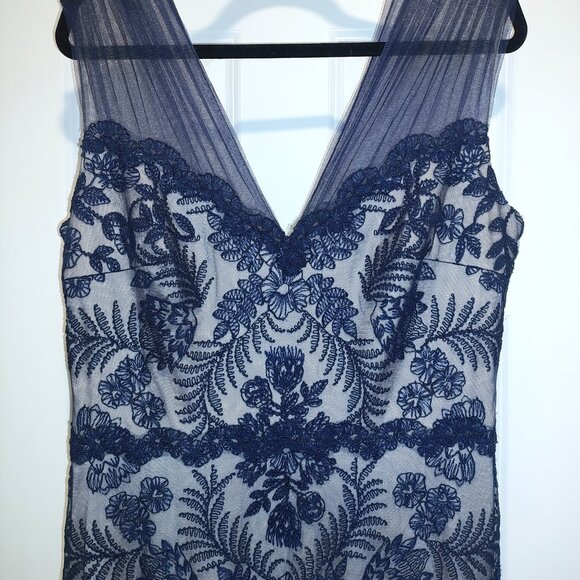 Tadashi Shoji Gibson Corded Lace Navy Size 14 - Picture 4 of 6